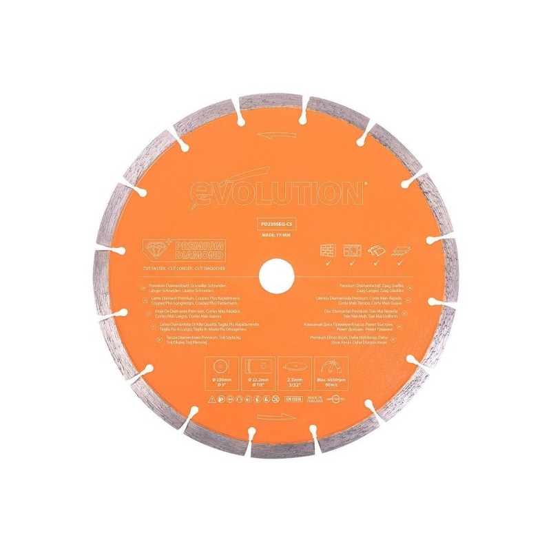 Tarcza diamentowa segmentowa Evolution PD230SEG-CS 230mm PREMIUM Tarcza diamentowa segmentowa Evolution PD230SEG-CS 230mm PREMIUM