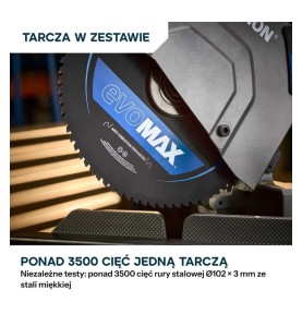 Ukośnica do stali Evolution S355MCS-G2 z tarczą EVOMAX Cermet 355 mm