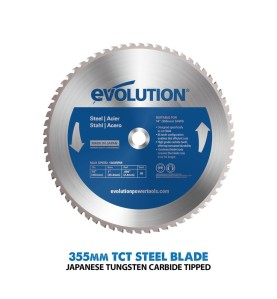 Przecinarka do cięcia stali Evolution Power Tools S355CPS z tarczą do stali 355mm/66z