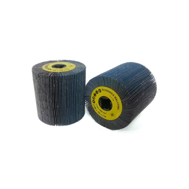 Ściernica walcowa listkowa  z płótna cyrkon 100x100x19mm Satyniarka