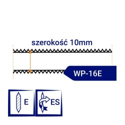 Nóż taśmowy dwustronnie ząbkowany, ostrzony WP16E szerokość 10mm podziaka 2mm