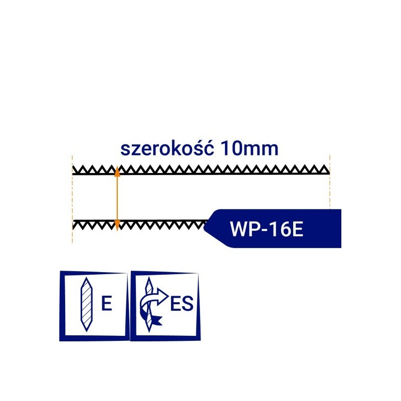Nóż taśmowy dwustronnie ząbkowany, ostrzony WP16E szerokość 10mm podziaka 2mm