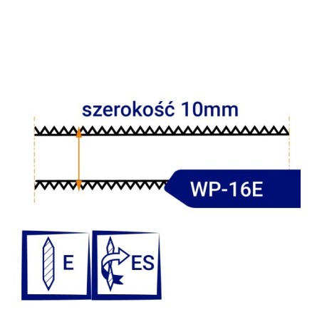 Nóż taśmowy dwustronnie ząbkowany, ostrzony WP16E szerokość 10mm podziaka 2mm