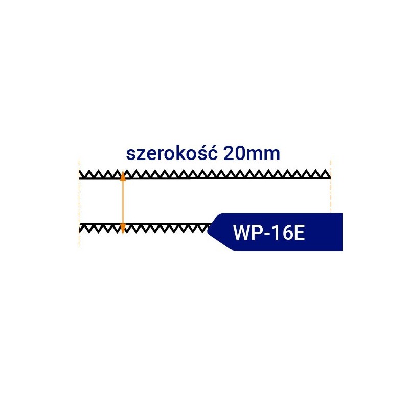 Nóż taśmowy dwustronnie ząbkowany, ostrzony WP16E szerokość 20mm
