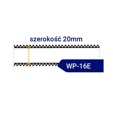 Nóż taśmowy dwustronnie ząbkowany, ostrzony WP16E szerokość 20mm