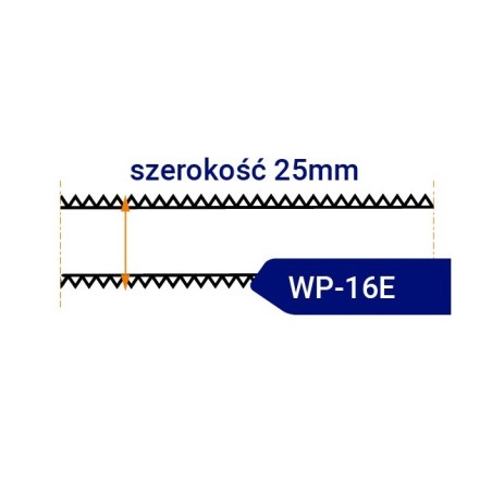 Nóż taśmowy dwustronnie ząbkowany, ostrzony WP16E szerokość 25mm