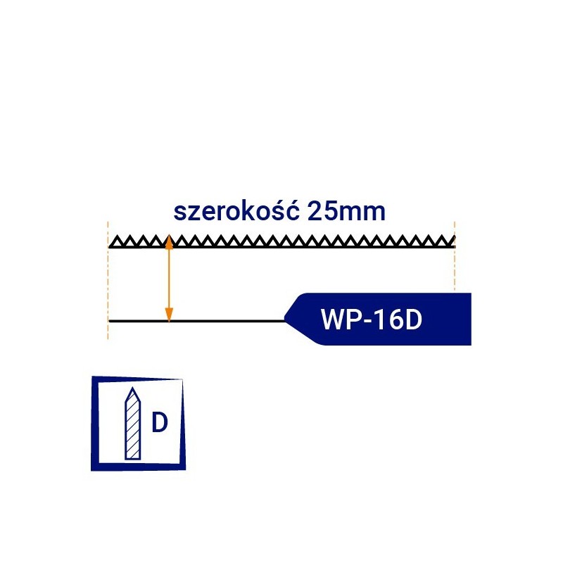 Nóż taśmowy jednostronnie ząbkowany, ostrzony WP16D szerokość 25mm Nóż taśmowy jednostronnie ząbkowany, ostrzony WP16D szerokość 25mm