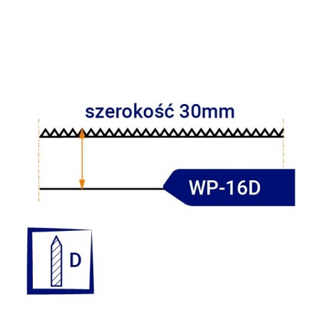 Nóż taśmowy jednostronnie ząbkowany, ostrzony WP16D szerokość 30mm