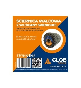 Ściernica walcowa z twardej włókniny spienionej GLOB TOOLS 100x100x19mm granulacja 40 Satyniarka