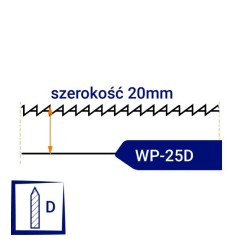 Nóż taśmowy jednostronnie ząbkowany, ostrzony WP25D szerokość 20mm