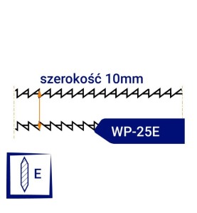 Nóż taśmowy dwustronnie ząbkowany, ostrzony WP25E szerokość 10mm podziałka 2mm
