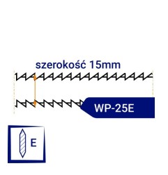Nóż taśmowy dwustronnie ząbkowany, ostrzony WP25E szerokość 15mm