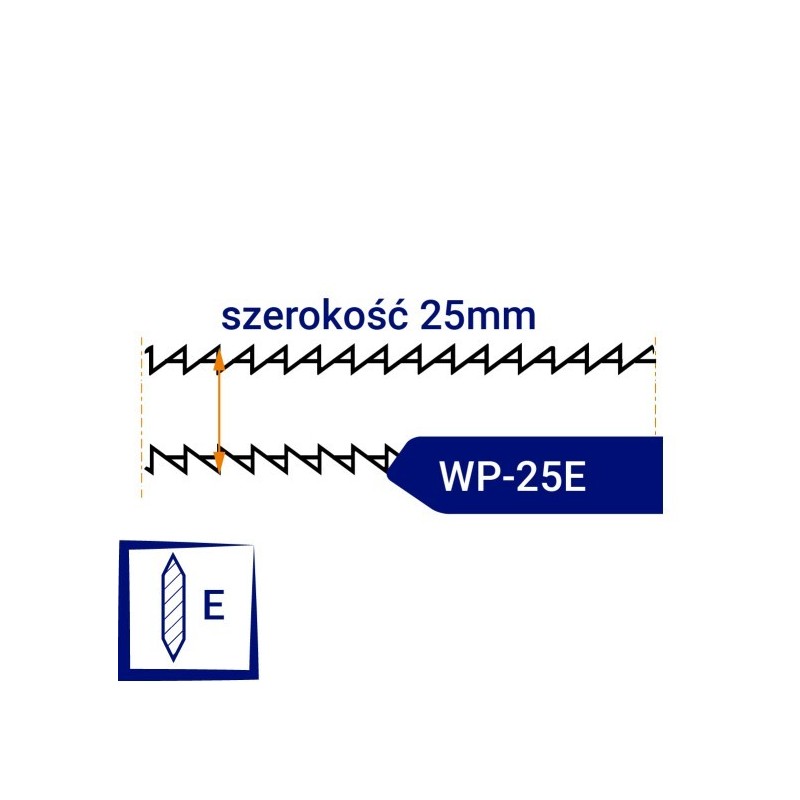 Nóż taśmowy dwustronnie ząbkowany, ostrzony WP25E szerokość 25mm