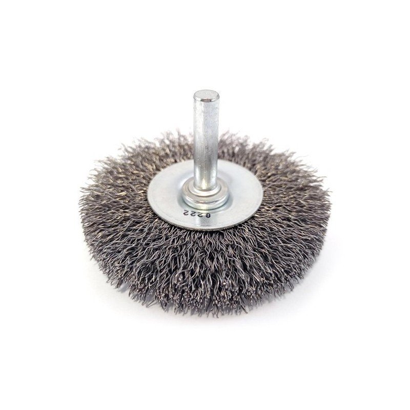 Szczotka druciana fi 65mm z drutu stalowego trzpień fi 6mm Szczotka druciana fi 65mm z drutu stalowego trzpień fi 6mm