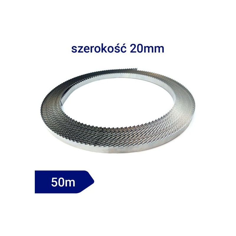 Piła taśmowa do drewna GLOB szerokość 20mm, podziałka 8mm, 50mb Piła taśmowa do drewna GLOB szerokość 20mm, podziałka 8mm, 50mb