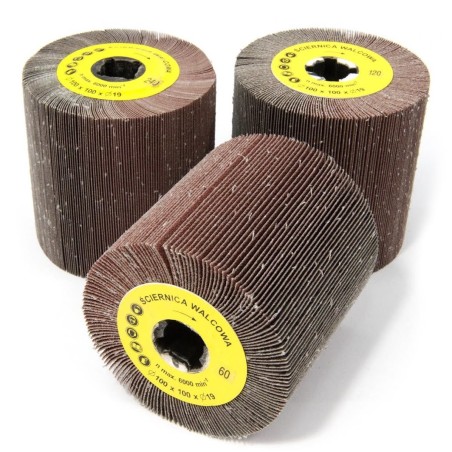 Ściernica walcowa listkowa  z płótna 100x100x19mm Satyniarka