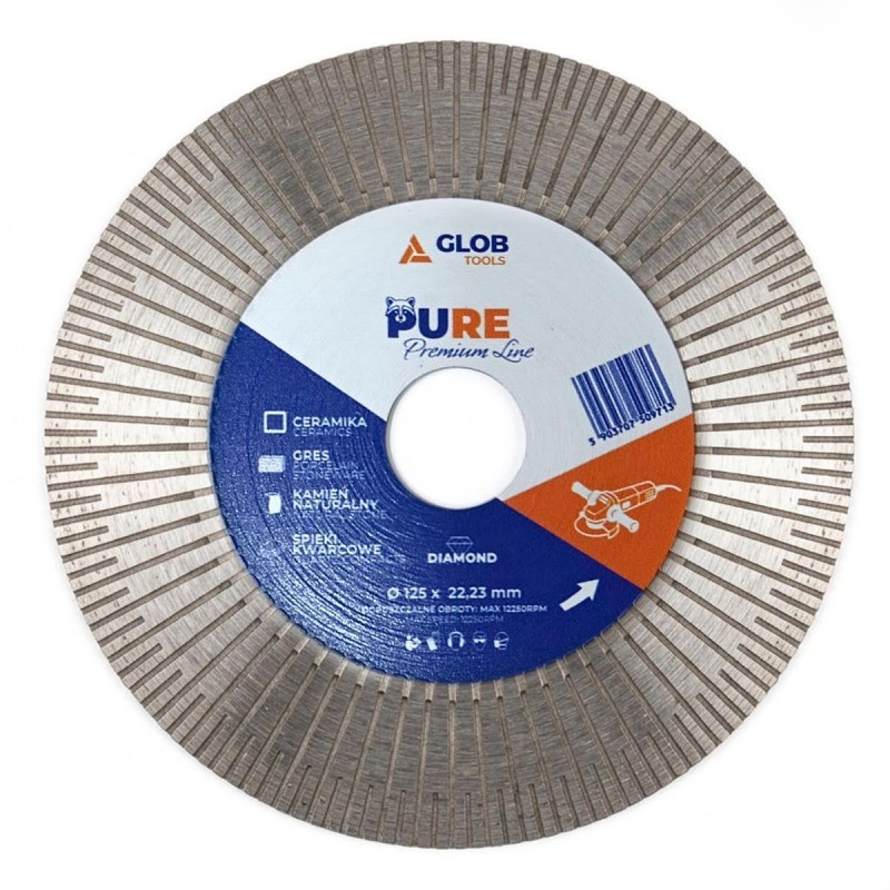 Tarcza 3w1 do cięcia, szlifowania i ukosowania płytek gresu Glob Tools PURE 125mm Tarcza 3w1 do cięcia, szlifowania i ukosowania płytek gresu Glob Tools PURE 125mm